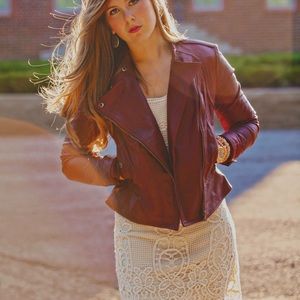 Maroon leather jacket